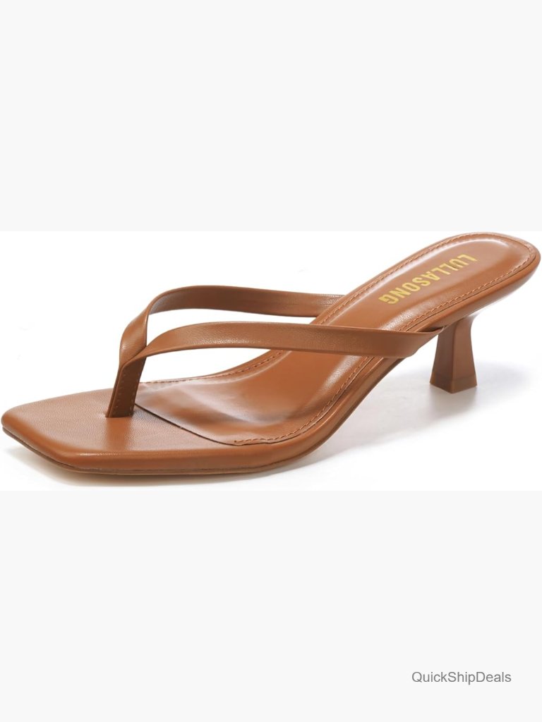 Kitten Heel Flip Flop Sandals Open Toe Pu Leather Slip On Heels